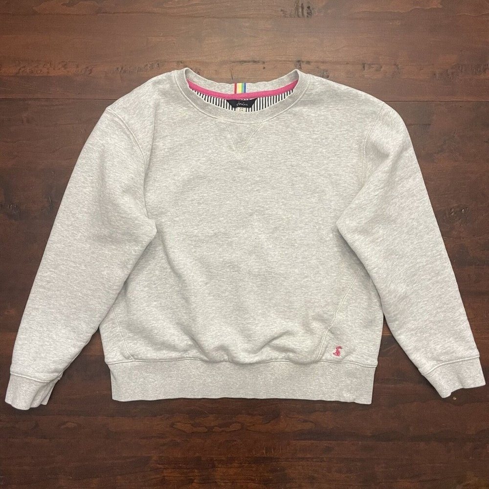 Joules Womens Size 6 US Monique Crew Neck Sweatshirt Grey Marl Relaxed Fit 10 UK